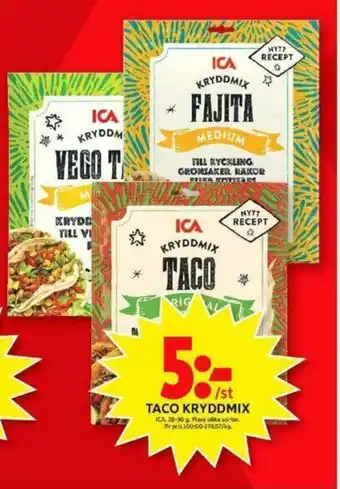 ICA Maxi ICA Taco Kryddmix 28-50g erbjuda