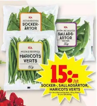 ICA Socker-, Salladsärtor Haricots Verts 150g