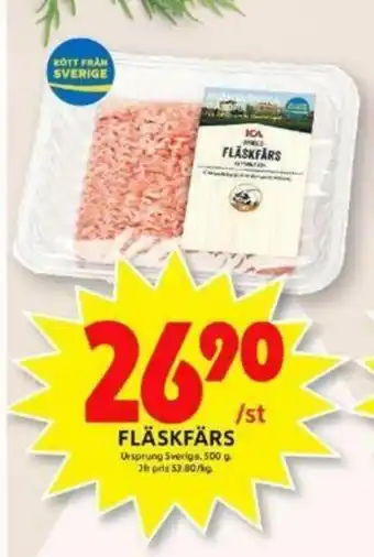 ICA Maxi Fläskfärs 500g erbjuda