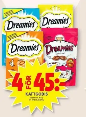ICA Maxi Dreamies Kattgodis 60g erbjuda