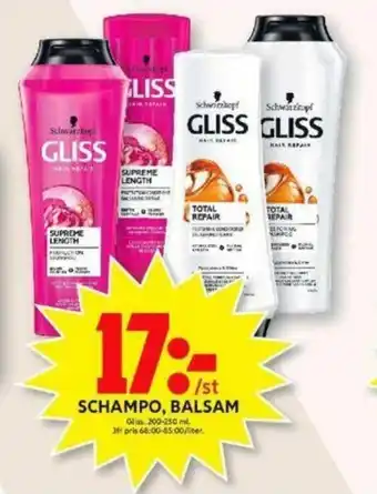 ICA Maxi Gliss Schampo, Balsam 200-250ml erbjuda