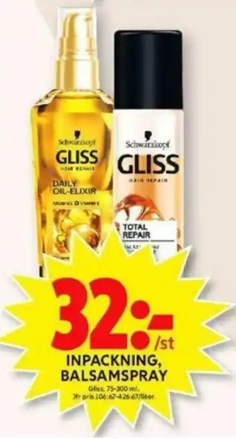 ICA Maxi Gliss Inpackning, Balsamspray 75-300ml erbjuda