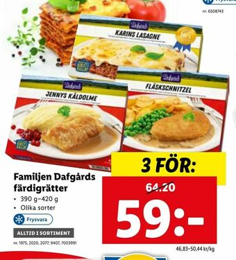 Lidl Familjen Dafgårds färdigrätter erbjuda