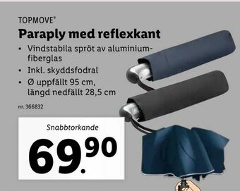 Paraply med reflexkant