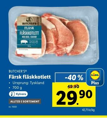 Lidl Färsk fläskkotlett erbjuda