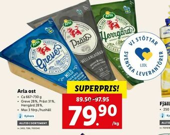 Lidl Arla ost erbjuda