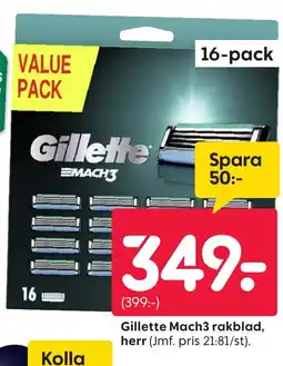 Rusta GILLETE Mach3 rakblad, herr erbjuda