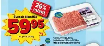 Östenssons Garant Svensk blandfärs 1-2,2kg erbjuda