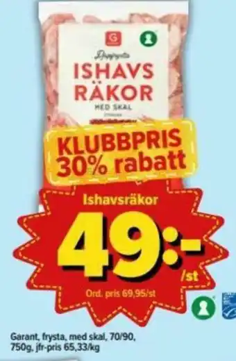 Östenssons Garant, Frysta, Med Skal, 70/90, 750g erbjuda