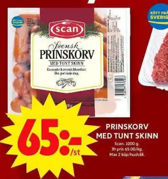 ICA Maxi Prinskorv med tunt skinn erbjuda