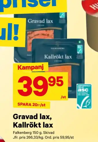 City Gross Gravad lax, Kallrökt lax erbjuda