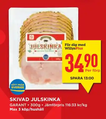 Willys Hemma SKIVAD JULSKINKA erbjuda