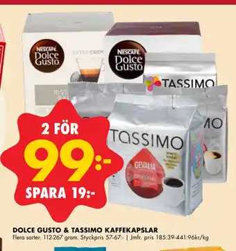 ÖoB DOLCE GUSTO & TASSIMO KAFFEKAPSLAR erbjuda