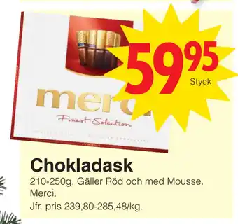 Matöppet Chokladask erbjuda