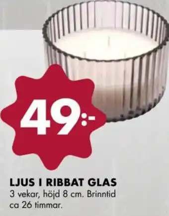 ÖoB Ljus i ribbat glas erbjuda