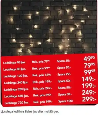 Bo Ohlsson Ledslinga 40 ljus erbjuda