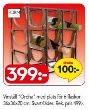 Bo Ohlsson Form Living Vinställ "Ordna" med plats för 6 flaskor 36x36x20 cm erbjuda