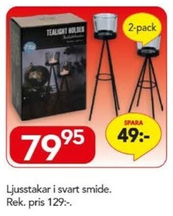 Bo Ohlsson Ljusstakar i svart smide 2-pack erbjuda