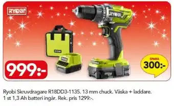 Bo Ohlsson Ryobi Skruvdragare R18DD3-1135 13 mm chuck erbjuda
