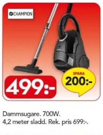 Bo Ohlsson Champion Dammsugare 700W 4,2 meter sladd erbjuda