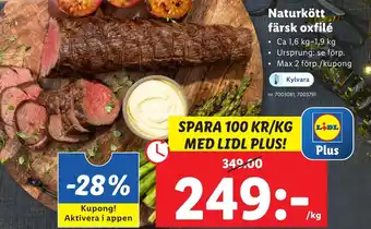 Lidl Naturkött färsk oxfilé erbjuda