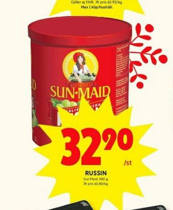 ICA Kvantum Sun Maid Russin erbjuda