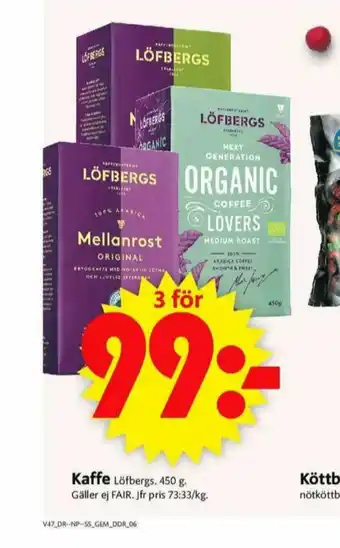 ICA Supermarket Löfbergs Lila Kaffe malet erbjuda