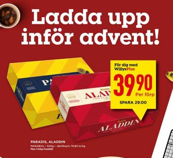 Willys Aladdin Chokladask erbjuda