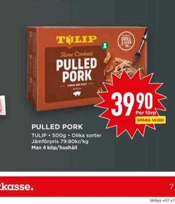 Willys Tulip Pulled Pork erbjuda