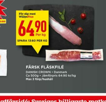 Willys Danish Crown Fläskfilé erbjuda