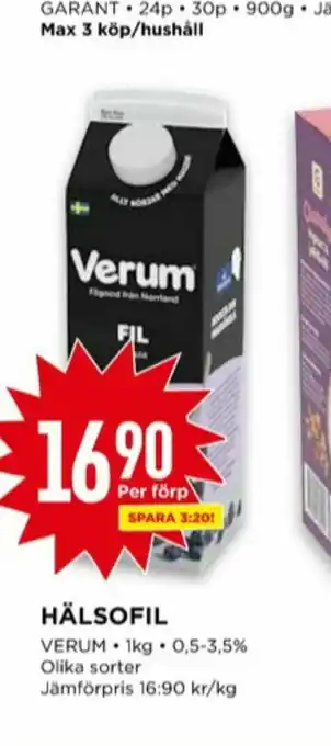 Willys Verum Hälsofil Filmjölk erbjuda
