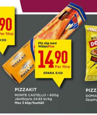 Willys Monte Castello Pizza kit erbjuda