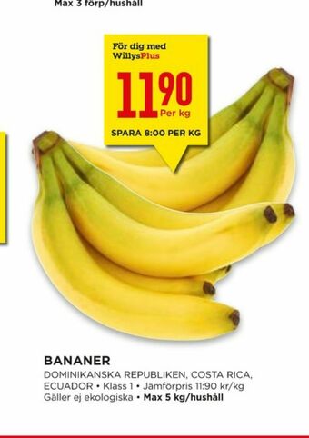 Willys Hemma Bananer erbjuda