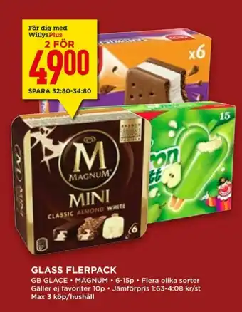 Willys Hemma GB Glace Glasspinnar erbjuda