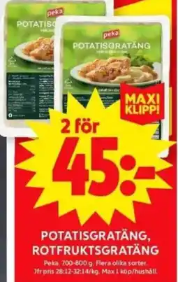 ICA Maxi Potatisgratäng, rotfruktsgratäng erbjuda