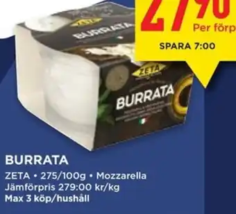 Willys ZETA Burrata erbjuda