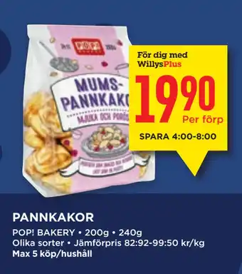 Willys PANNKAKOR erbjuda