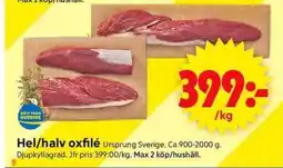 ICA Supermarket Hel/halv oxfilé erbjuda