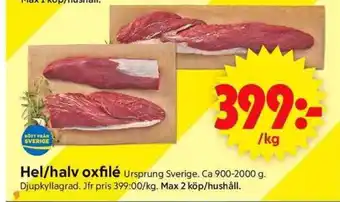 ICA Supermarket Hel/halv oxfilé erbjuda