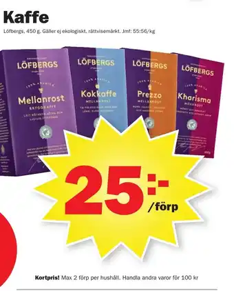 Pekås Löfbergs Kaffe 450g erbjuda