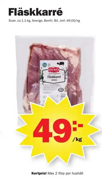 Pekås Scan Fläskkarré 1,1kg erbjuda