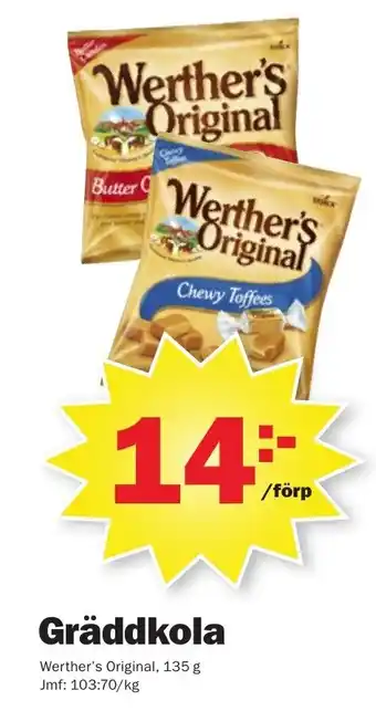 Pekås Werther's Original Gräddkola 135g erbjuda