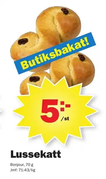 Pekås Bonjour Lussekatt 70g erbjuda