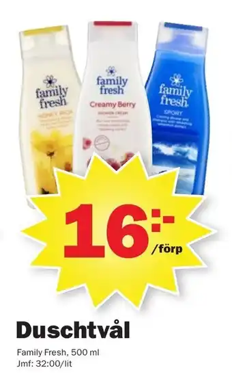 Pekås Family Fresh Duschtvål 500ml erbjuda