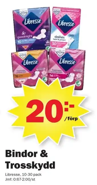 Pekås Libresse Bindor & Trosskydd 10-30 pack erbjuda