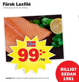 Pekås Färsk Laxfilé 900g erbjuda