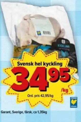 Östenssons Garant Svensk hel kyckling 1,35kg erbjuda