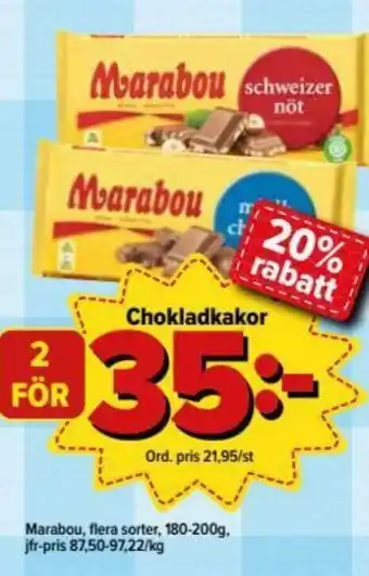 Östenssons Marabou Chockladkakor 180-200g erbjuda
