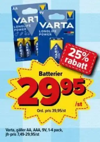Östenssons Varta Batterier 1-4 pack erbjuda