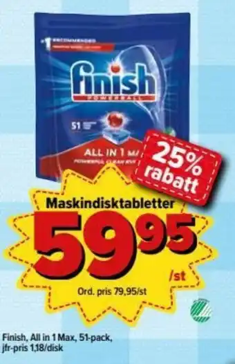 Östenssons Finish All in 1 Max Maskindisktabletter 51-pack erbjuda